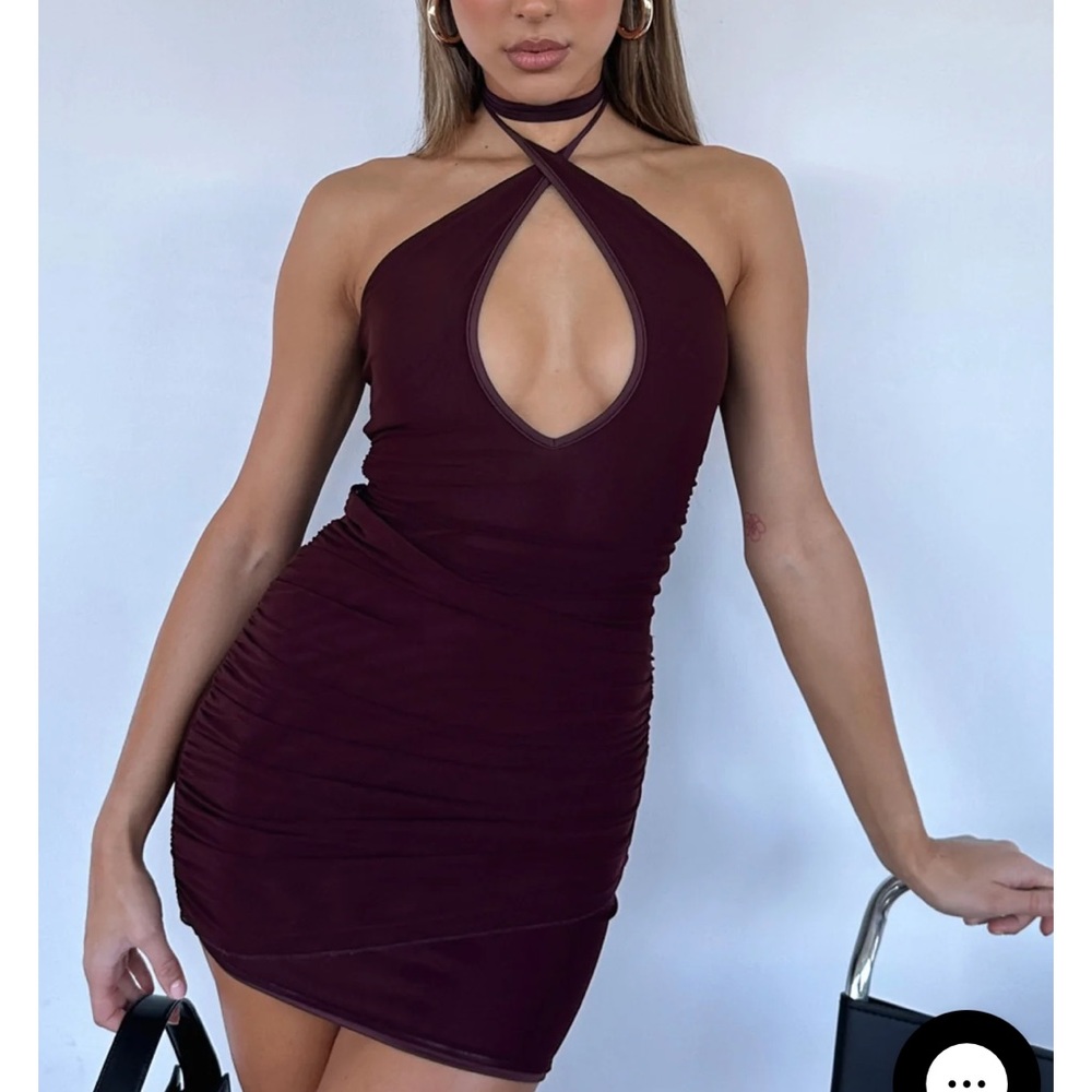 Long Nights Mini Dress Burgundy